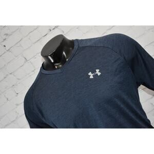 Under Armour Shirt Tech Tee Mens Size XL Gym HeatGear Performance Blue V-Neck